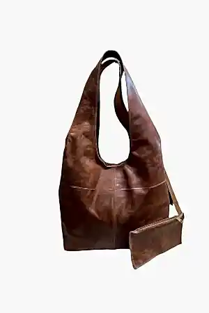 Randy Hakiki Deri Antik Taba Omuz Çantası