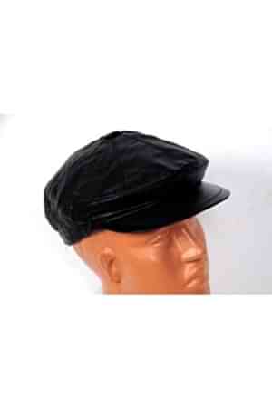 Erkek Siyah Hakiki Deri Ayarlı Kasket Şapka