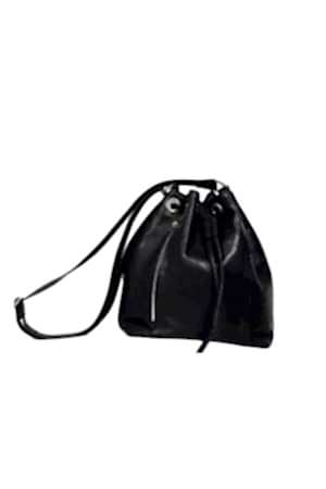 Kadın Siyah Gun Torba Model Hakiki Deri Askılı Çanta