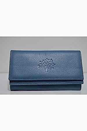 Kadın Açık Mavi Naomi Hakiki Deri Çok Bölmeli Cüzdan