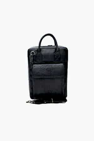 Santa Hakiki Deri Organizer Siyah Evrak Laptop Çantası