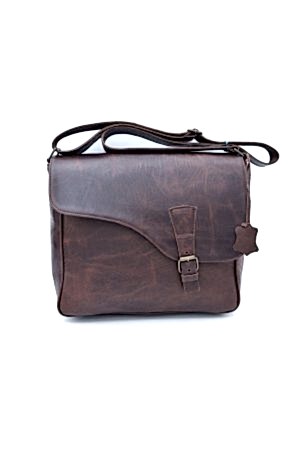 Kahverengi Çok Gözlü Hakiki Deri Postacı & Evrak Çantası