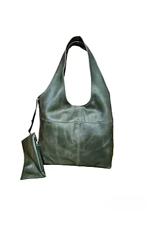 Randy Hakiki Deri Antik Yeşil Omuz Çantası