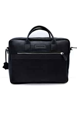 Karl Siyah Hakiki Deri Laptop Evrak Çantası