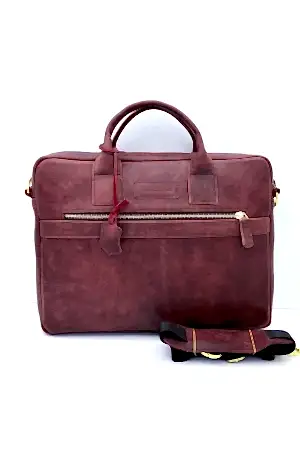 Karl Eskitme Bordo Hakiki Deri Laptop&evrak Çantası
