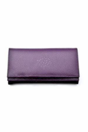 Kadın Naomi Canlı Mor Hakiki Deri Çok Bölmeli Cüzdan