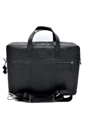 Ricardo Sade Siyah Çift Gözlü Hakiki Deri Laptop Evrak Çantası