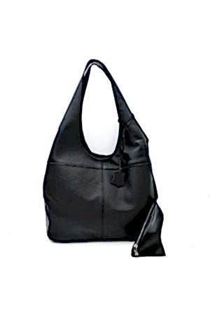 Randy Hakiki Deri Siyah Omuz Çantası