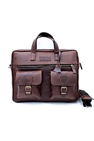 Unisex Antik Kahve Randy Hakiki Deri Evrak&Laptop Çantası
