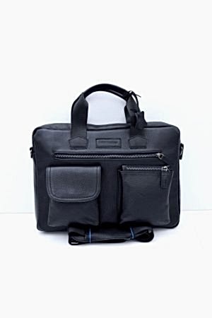 Pinto Siyah Hakiki Deri Askılı Evrak Laptop Çantası
