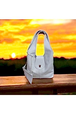 Randy Kapaklı Hakiki Deri Beyaz Omuz Çantası