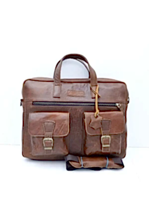 Eskitme Taba Unisex Hakiki Deri Evrak Laptop Çantası