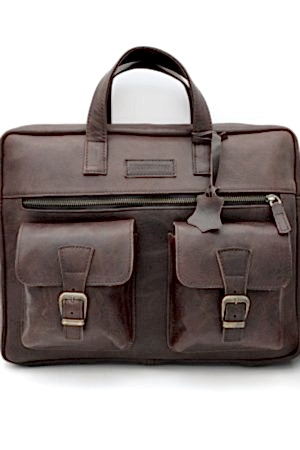 Unisex Randy Antik Kahve Hakiki Deri Evrak & Laptop Çantası